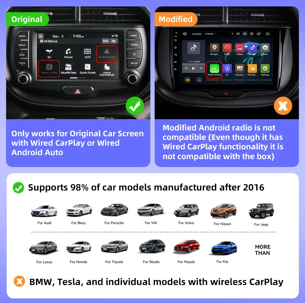 Wireless CarPlay and Android Auto AI Box