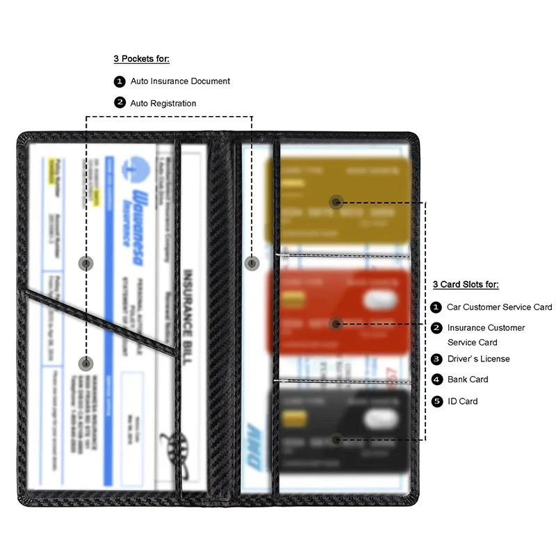 Leather Car Registration and Insurance Card Holder
