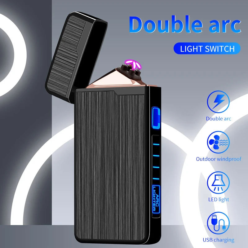 Metal Outdoor Electric Windproof Double Arc Lighter