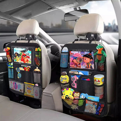 Vehicle Back Seat Organizer with Touch Screen Tablet Holder